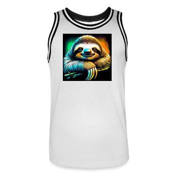 sloth - Men's Basketball Jersey - white/black - Front - AI Model Male 185 dark (185cm)