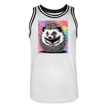 hedgehog - Men's Basketball Jersey - white/black - Front - AI Model Male 185 dark (185cm)