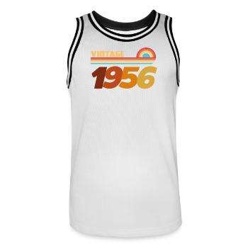 70 Years 1956 Rock Style T-Shirt - Men's Basketball Jersey - white/black - Front - AI Model Male 185 dark (185cm)