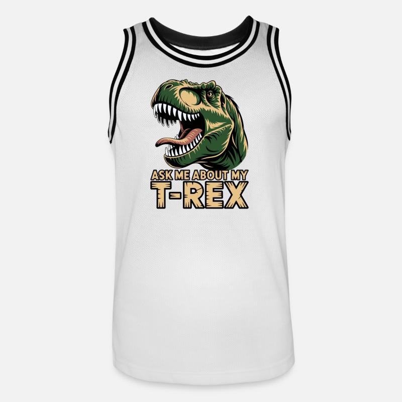 Demande-moi pour mon T-Rex - Maillot de basket Homme - blanc/noir