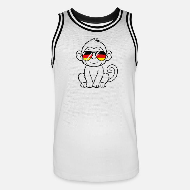German flag monkey german Germany monkey - Men's Basketball Jersey - white/black