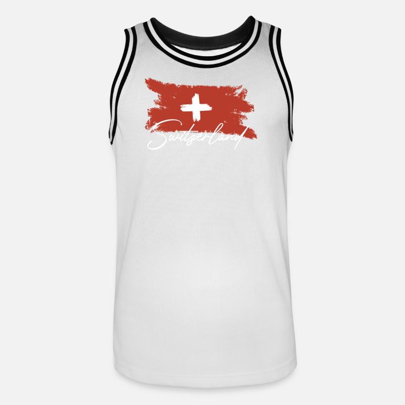 Drapeau suisse - Maillot de basket Homme - blanc/noir