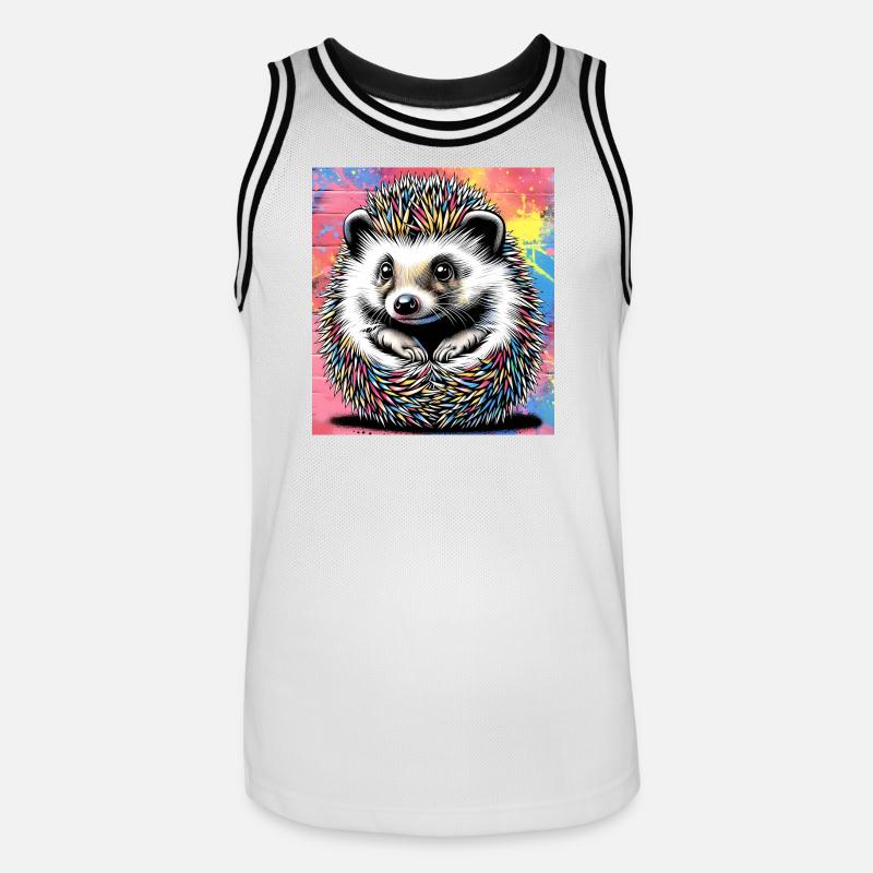 hérisson - Maillot de basket Homme - blanc/noir