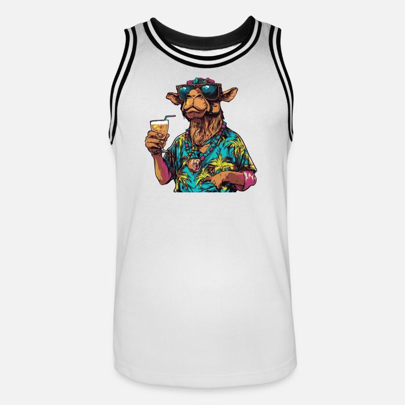 Kamel Comic Sommer - Männer Basketball-Trikot - Weiß/Schwarz