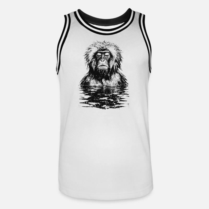 Onsen Macaque Monkey - Maillot de basket Homme - blanc/noir