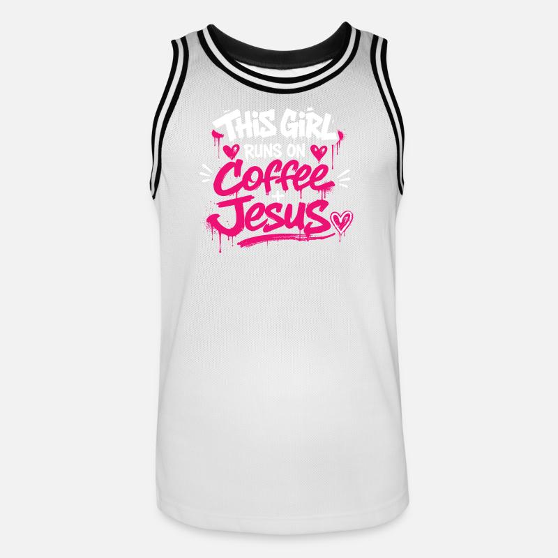 Coffee & Jesus Graffiti Design - Maillot de basket Homme - blanc/noir