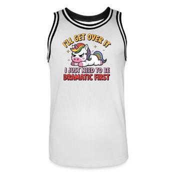 Einhorn Drama Spruch Motiv Geschenk - Männer Basketball-Trikot - Weiß/Schwarz - Vorne - AI Model Male 185 dark (185cm)