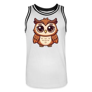 Hibou Fantaisiste - Maillot de basket Homme - blanc/noir - Devant - AI Model Male 185 dark (185cm)