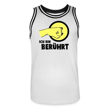 I'm touched - Men's Basketball Jersey - white/black - Front - AI Model Male 185 dark (185cm)