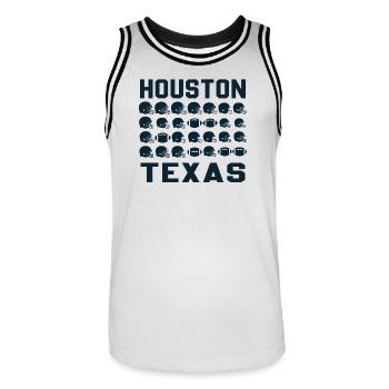Texas Football Grid mit Helmen - Männer Basketball-Trikot - Weiß/Schwarz - Vorne - AI Model Male 185 dark (185cm)