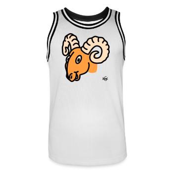 Widder groß - Männer Basketball-Trikot - Weiß/Schwarz - Vorne - AI Model Male 185 dark (185cm)