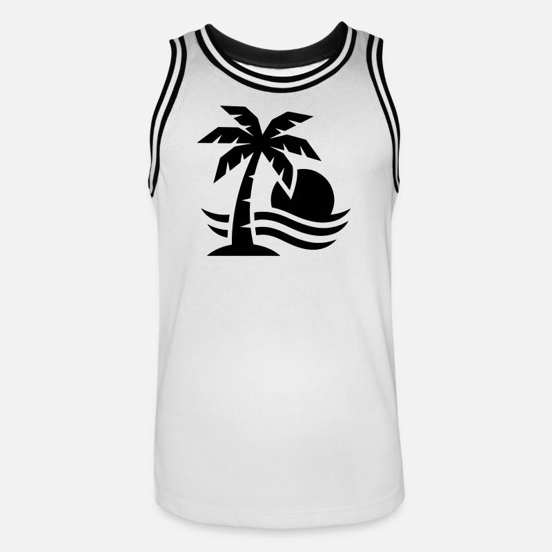 Palm Tree Beach Sun - Maillot de basket Homme - blanc/noir