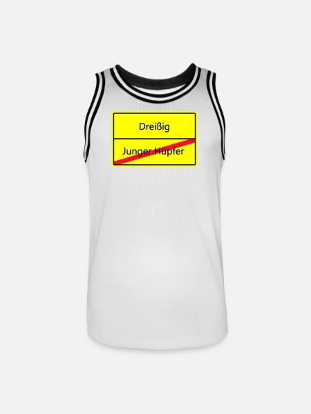 Warnschild Humor: Junger Hüpfler - Männer Basketball-Trikot - Weiß/Schwarz