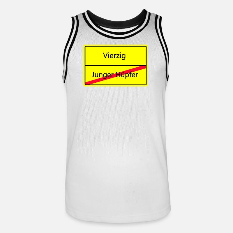ortsschild_vierzig - Männer Basketball-Trikot - Weiß/Schwarz