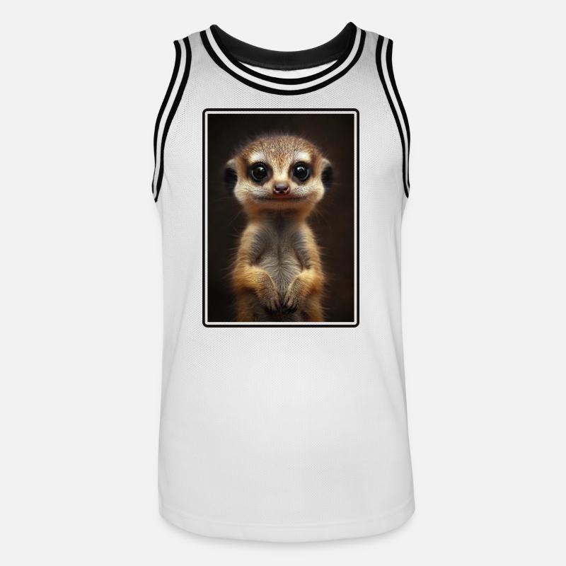 Suricate Erdmännchen - Maillot de basket Homme - blanc/noir