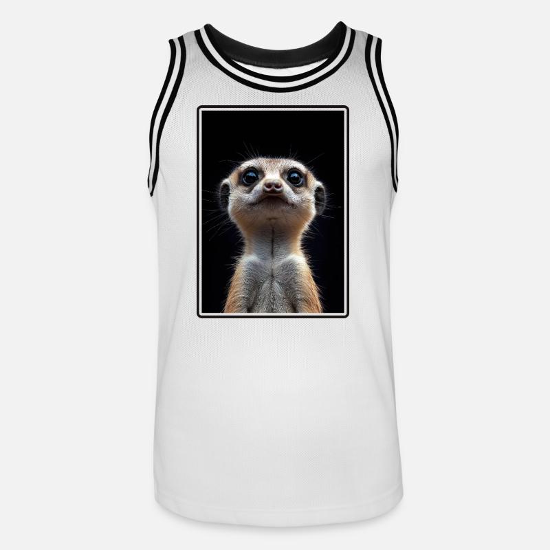 Suricate Erdmännchen - Maillot de basket Homme - blanc/noir