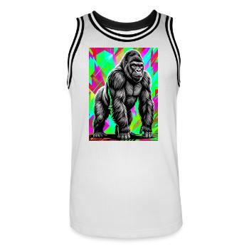 gorille - Maillot de basket Homme - blanc/noir - Devant - AI Model Male 185 dark (185cm)
