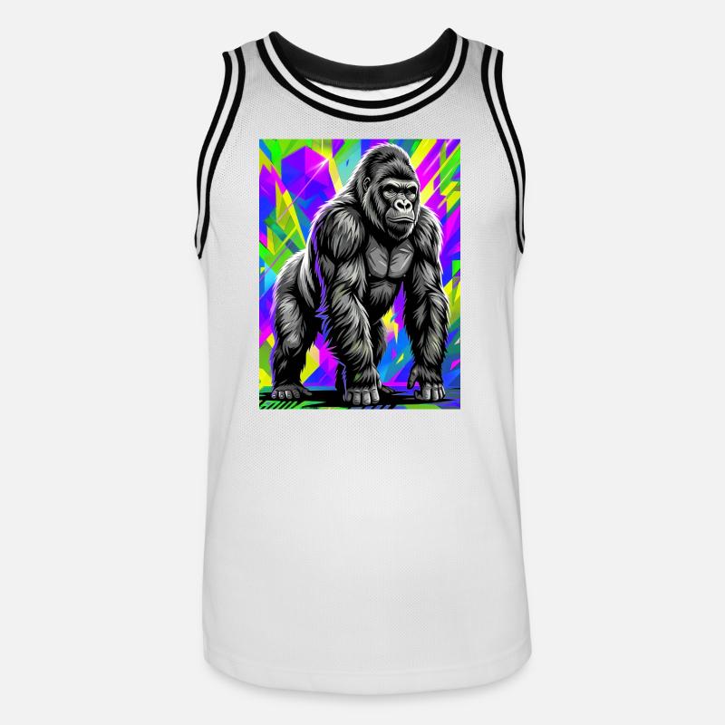 gorille - Maillot de basket Homme - blanc/noir