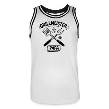 Grillmeister Papa Vatertag Grillen Männer - Männer Basketball-Trikot - Weiß/Schwarz - Vorne - AI Model Male 185 dark (185cm)