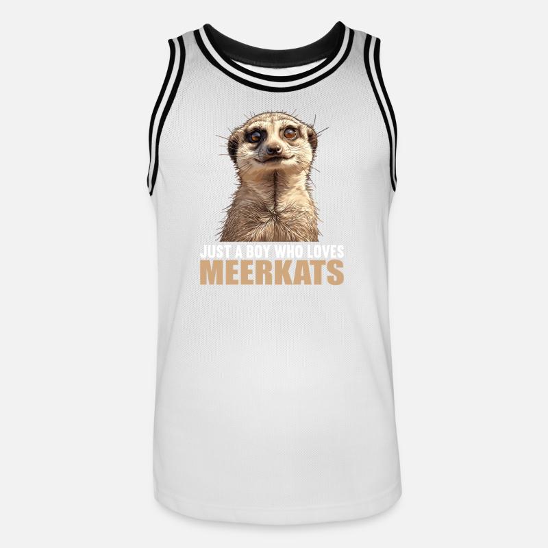 Suricate Erdmännchen - Maillot de basket Homme - blanc/noir