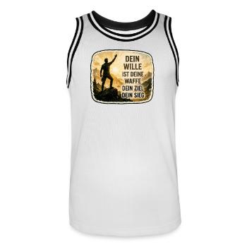 Dein Wille ist deine Waffe - Männer Basketball-Trikot - Weiß/Schwarz - Vorne - AI Model Male 185 dark (185cm)