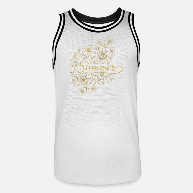Été des Fleurs Dorées - Maillot de basket Homme - blanc/noir
