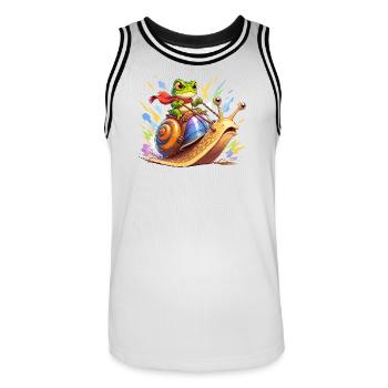 Froschritter sur l’escargot - Maillot de basket Homme - blanc/noir - Devant - AI Model Male 185 dark (185cm)