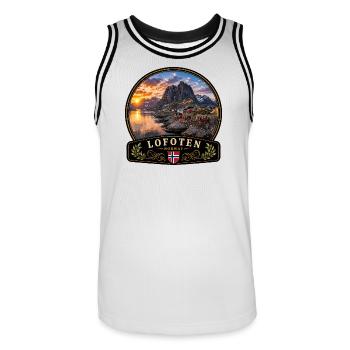 Lofoten Norway Reine Rorbu Port City Fjord - Men's Basketball Jersey - white/black - Front - AI Model Male 185 dark (185cm)