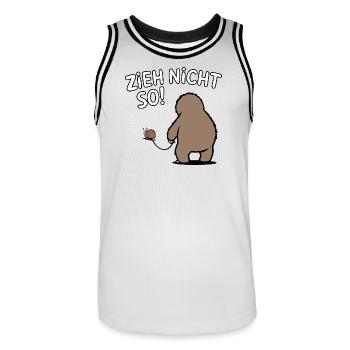 Zieh nicht so! Lustiges Faultier mit Schnecke - Männer Basketball-Trikot - Weiß/Schwarz - Vorne - AI Model Male 185 dark (185cm)