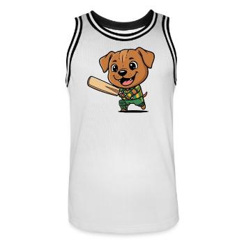 Funny Cricket Dog Puppy Cartoon Motif - Men's Basketball Jersey - white/black - Front - AI Model Male 185 dark (185cm)