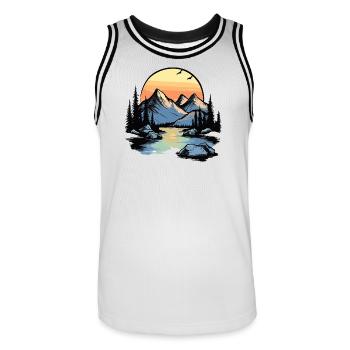 Montagnes Nature - Maillot de basket Homme - blanc/noir - Devant - AI Model Male 185 dark (185cm)