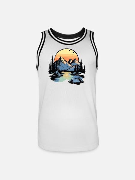 Mountains Nature - Men's Basketball Jersey - white/black