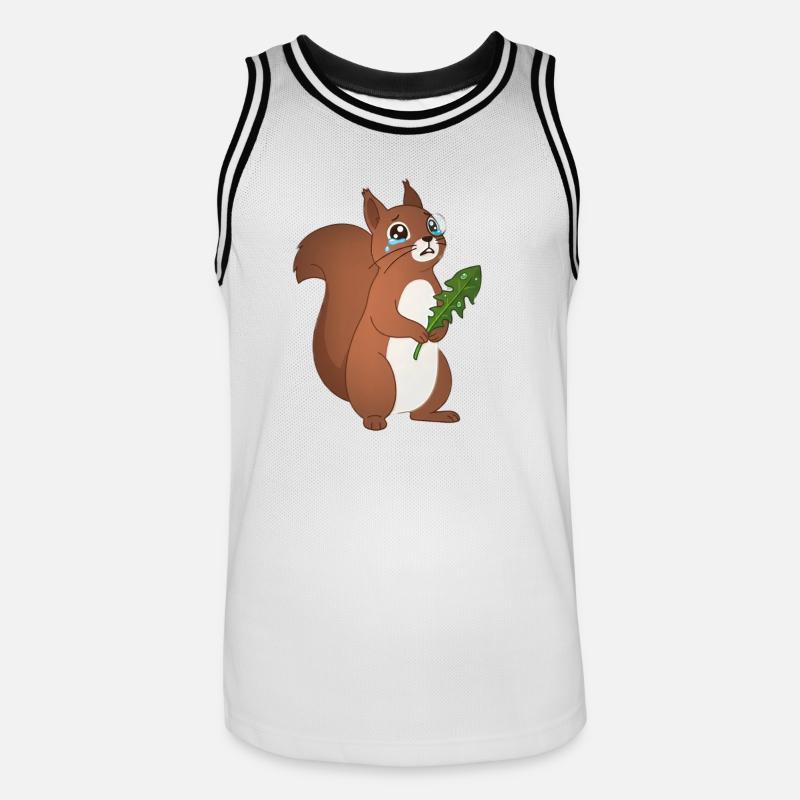 Heulendes Eichhörnchen mit einem Blatt - Männer Basketball-Trikot - Weiß/Schwarz