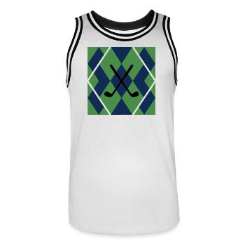 Clubs de golf Modèle Argyle Clubs de golf masculins - Maillot de basket Homme - blanc/noir - Devant - AI Model Male 185 dark (185cm)
