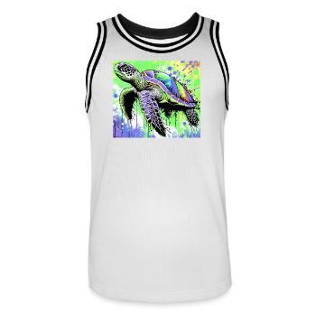 turtle - Men's Basketball Jersey - white/black - Front - AI Model Male 185 dark (185cm)