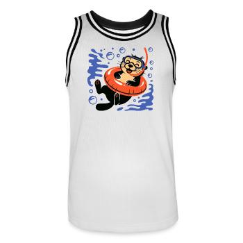 Lustiger Otter mit Taucherbrille - Männer Basketball-Trikot - Weiß/Schwarz - Vorne - AI Model Male 185 dark (185cm)