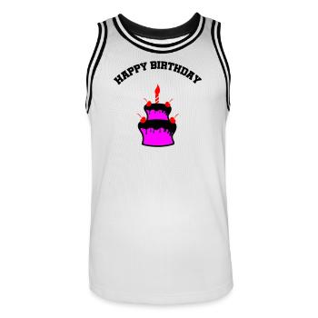 Pink Cake with Cherries and Candle - Men's Basketball Jersey - white/black - Front - AI Model Male 185 dark (185cm)