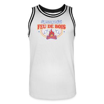 Feu de Bois: J'peux Pas - Maillot de basket Homme - blanc/noir - Devant - AI Model Male 185 dark (185cm)