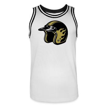 Motorcycle Helmet Flames Biker Motorcycle Club - Men's Basketball Jersey - white/black - Front - AI Model Male 185 dark (185cm)