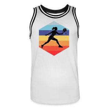 Padel Zubehör Geschenkidee für Padel Anfänger Fans - Männer Basketball-Trikot - Weiß/Schwarz - Vorne - AI Model Male 185 dark (185cm)