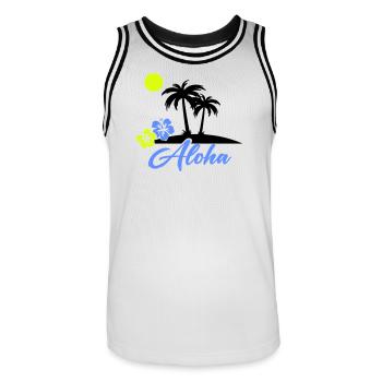 Aloha Hibiskus Neon Script - Männer Basketball-Trikot - Weiß/Schwarz - Vorne - AI Model Male 185 dark (185cm)