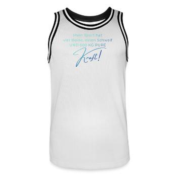 Voltigieren 600 kg Kraft – Pferdesport Geschenk - Männer Basketball-Trikot - Weiß/Schwarz - Vorne - AI Model Male 185 dark (185cm)