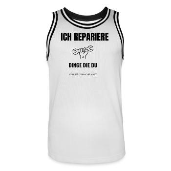 Ich repariere Dinge Handwerker Spruch Lustig - Männer Basketball-Trikot - Weiß/Schwarz - Vorne - AI Model Male 185 dark (185cm)