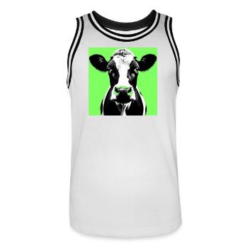Kuh - Männer Basketball-Trikot - Weiß/Schwarz - Vorne - AI Model Male 185 dark (185cm)