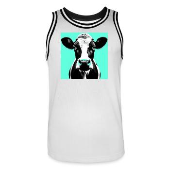 Kuh - Männer Basketball-Trikot - Weiß/Schwarz - Vorne - AI Model Male 185 dark (185cm)
