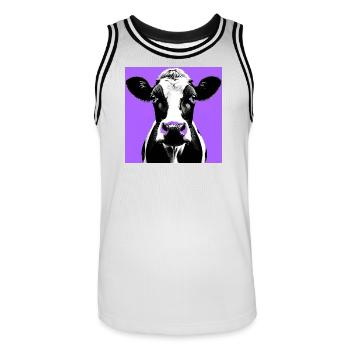 Kuh - Männer Basketball-Trikot - Weiß/Schwarz - Vorne - AI Model Male 185 dark (185cm)