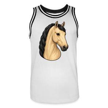 Isabella Lusitano Pferdeporträt - Männer Basketball-Trikot - Weiß/Schwarz - Vorne - AI Model Male 185 dark (185cm)