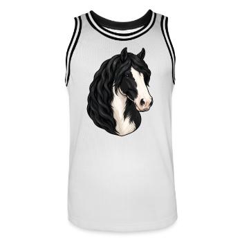 Black and White Magpie Horse Portrait - Men's Basketball Jersey - white/black - Front - AI Model Male 185 dark (185cm)