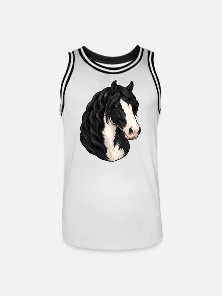 Schwarz-Weiß-Elster-Pferdeporträt - Männer Basketball-Trikot - Weiß/Schwarz