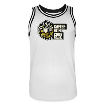 Kaffee Rein Code Raus - Männer Basketball-Trikot - Weiß/Schwarz - Vorne - AI Model Male 185 dark (185cm)